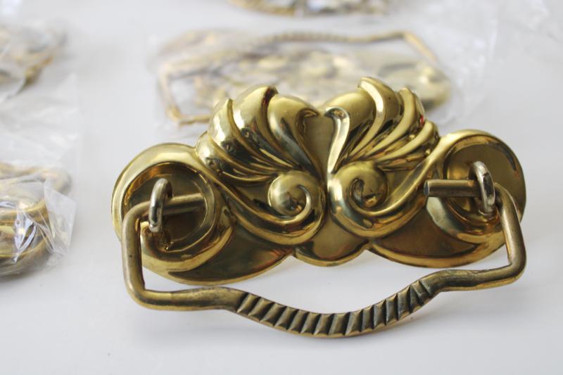 new old stock vintage brass hardware, antique chinoiserie style drawer pulls