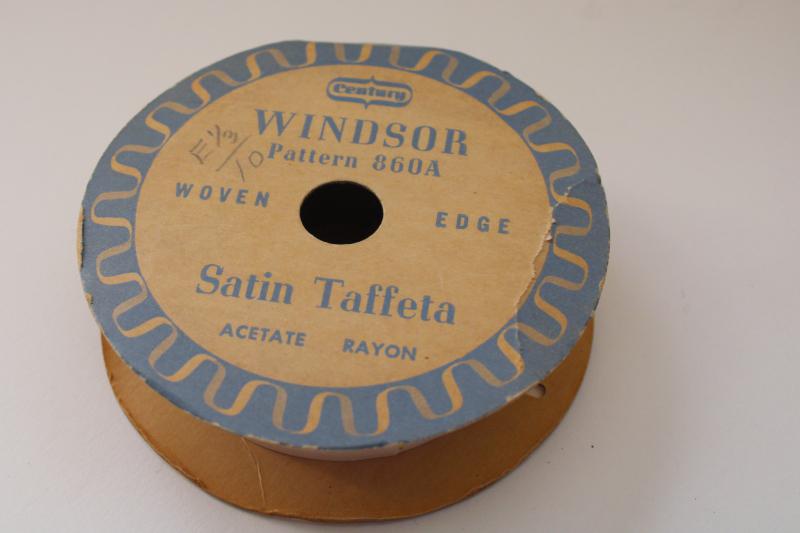new old stock vintage sewing trim, rolls of ribbon woven edge satin & taffeta rayon
