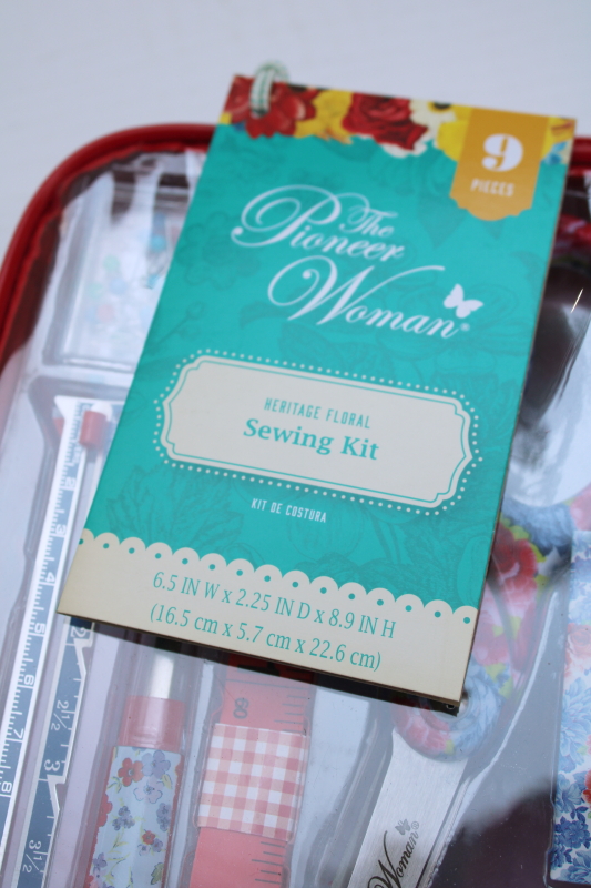 new w/ tags Pioneer Woman sewing kit set Heritage Floral print scissors, pincushion etc