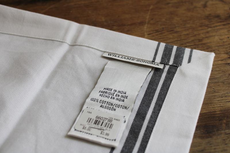 new w/ tags Williams Sonoma cotton napkins, single napkins, grey & white