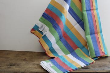 new w/ tags Williams Sonoma cotton napkins, woven stripes aqua blue green red gold white