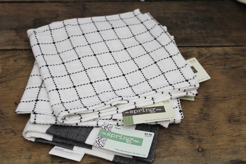 new w/ tags cotton towels black  white modern farmhouse kitchen, discontinued Hobby Lobby