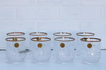 new with labels vintage Cristal d Arques Longchamp double old fashioned glasses, gold rimmed tumblers