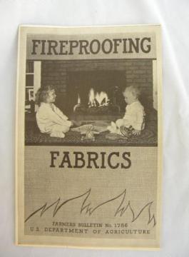 old 1930s Fireproofing Fabric USDA Farmers' Bulletin No 1786