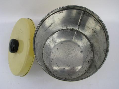old 1940's - 50's metal kitchen canister tins, vintage decals
