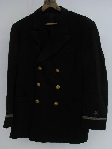 old 1944 World War Two Navy officer's coat w/bullion patches