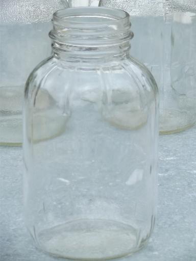old 2 quart glass jar canning jars or storage canisters, 40s 50s vintage