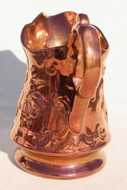 old English scene copper luster lustre china pitcher w/ beautiful all over color