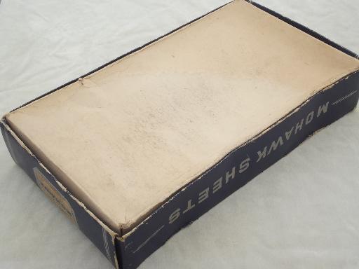 old Utica Mohawk advertising label, original vintage box for cotton sheets