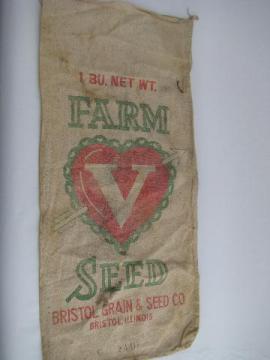 old Valentine heart advertising seed sack Bristol Illinois