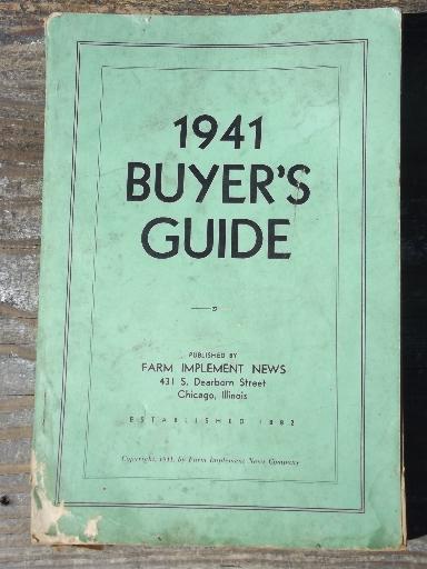 old WWII vintage farm equipment buyer's guide agricultural advertising