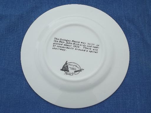 old Watertown WI souvenir plate, Octagon House architectural landmark