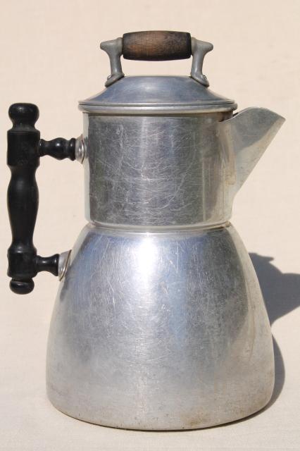 old Wear Ever aluminum stovetop coffeepot, primitive vintage coffee pot ...