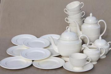 old Wedgwood plain creamware china tea set, Edme Queensware embossed fluted shape