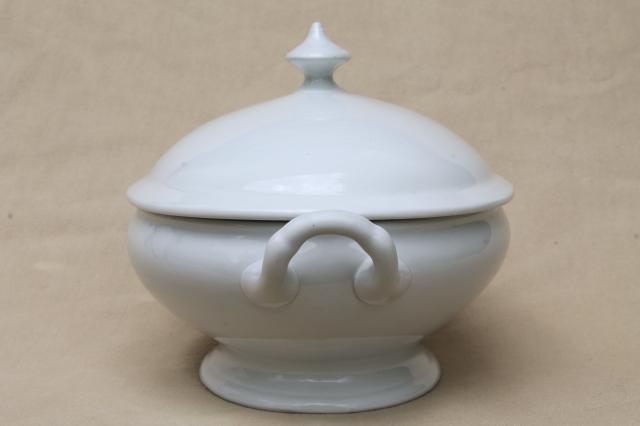 Old Wedgwood White Ironstone China Tureen Or Covered Serving Dish W Oval Bowl