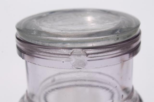 old antique Eddy Pure Food Products embossed glass bottle w/ glass jar lid 