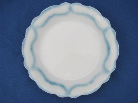 old antique English china dish, blue airbrush Grindley art deco bowl