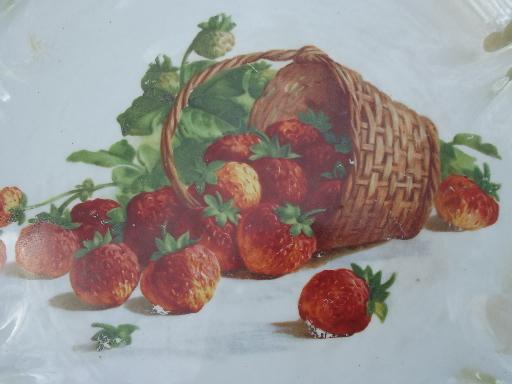 old antique Germany china serving plate w/ handles, strawberry basket