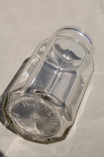old antique Heinz quart jar, vintage glass condiment bottle or pickle jar