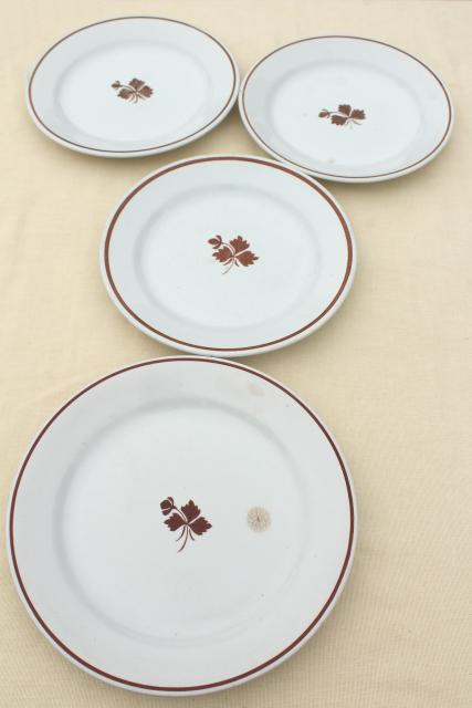 old antique Tea Leaf ironstone china plates, rustic farmhouse 1800s vintage dinnerware