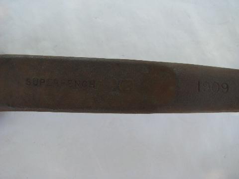old antique Williams 1-7/16'' spud wrench, 1909 SuperRench