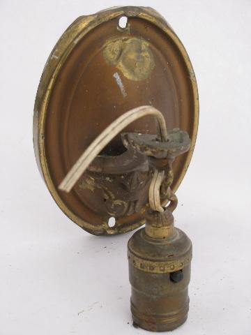 old antique brass sconce lamps / wall mount lights lot, vintage lighting parts