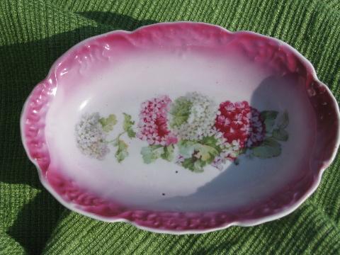 old antique china soap dish,early 1900s vintage lilac floral soap dish