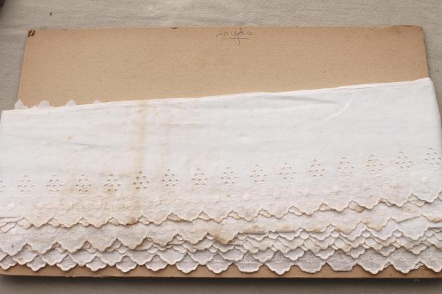 old antique cotton eyelet embroidered linen lace trim & insertions, vintage broderie anglaise