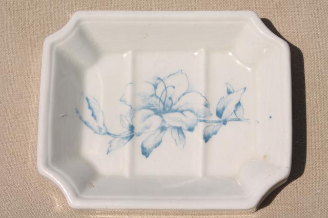 old antique ironstone soap dish, blue transferware Goodwin's Iron Stone China