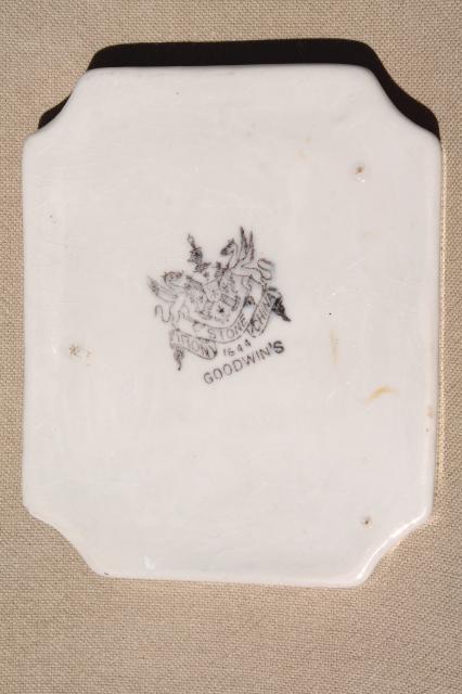old antique ironstone soap dish, blue transferware Goodwin's Iron Stone China