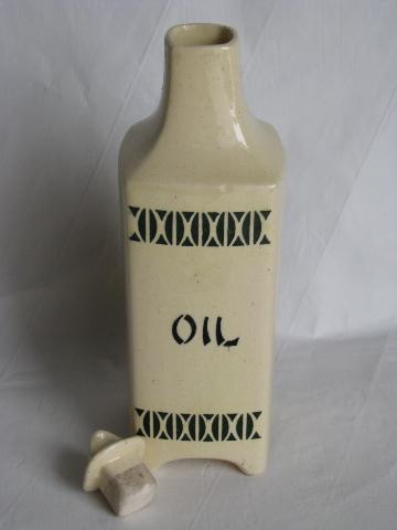 old antique kitchen canister oil bottle from vintage canisters set, Germany or Czech?