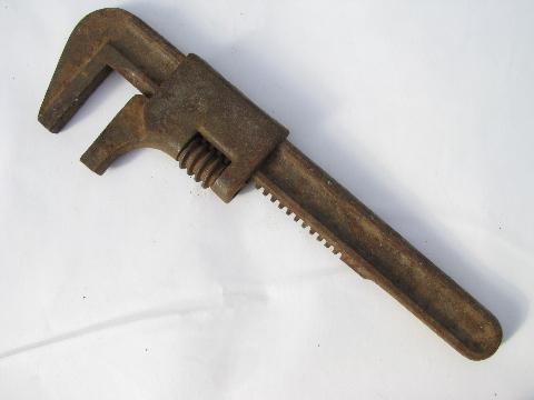 old antique monkey wrench lot, vintage pipe wrenches or railroad tools