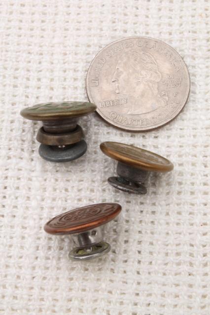 old antique vintage brass metal buttons from work clothes & railroad overalls