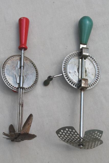 old, antique, vintage eggbeaters, hand-crank rotary egg beater collection