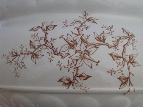 old antique white ironstone china chamber pot, early 1900s vintage transferware