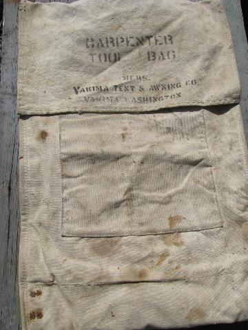 old canvas tool bag for carpenter or machinist's tools, Yakima Tent & Awning