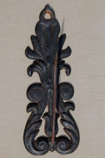 old cast iron wall mount hook spindle paper catcher / receipt