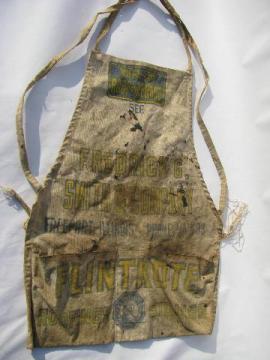 old cotton canvas carpenter's tool bib apron, FG Smith - Freeport Ill.