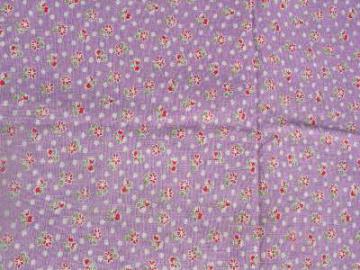 old cotton print feed sack fabric, flowers & dots on aqua