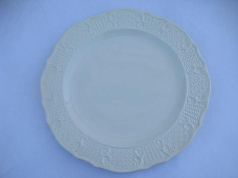 old embossed creamware china, plates & bowls, vintage American Traditional Canonsburg