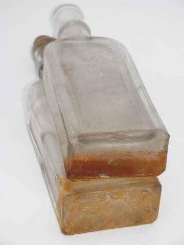 old embossed glass Seely's and Ayer's Sarsaparilla tonic medicine bottles