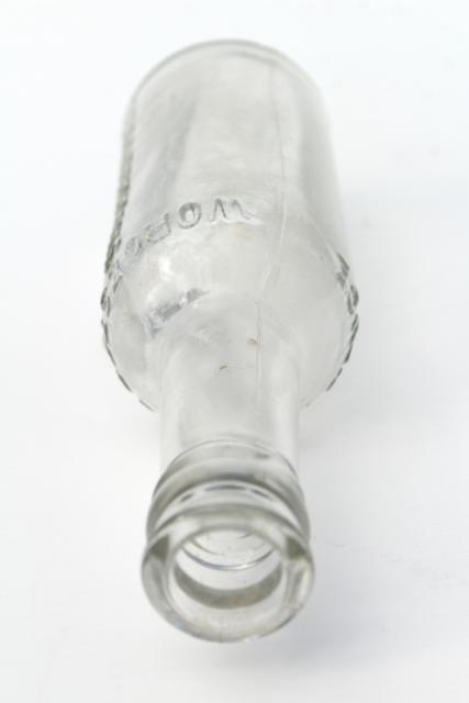 old embossed glass bottle, vintage condiment bottle Lea & Perrins Worcestershire sauce