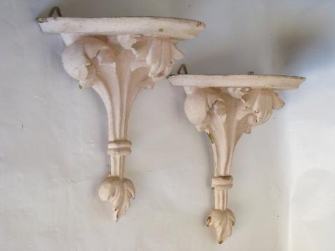 old florentine gold wall bracket shelves, shabby cottage chic chippy pink paint