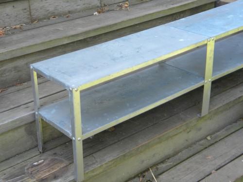 old galvanized steel shelves for kitchen pantry or studio workshop
