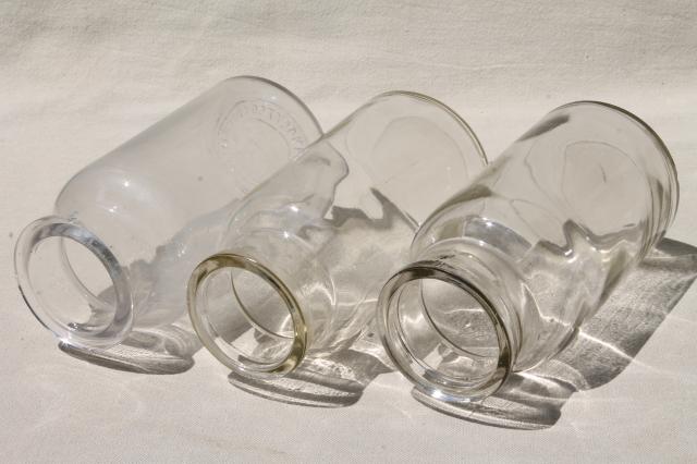 old glass apothecary bottles, vintage clear glass jars lot, bottle canisters or vases
