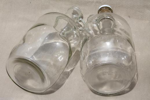 old glass jugs, gallon & half-gallon jug bottles one w/ coca-cola syrup label