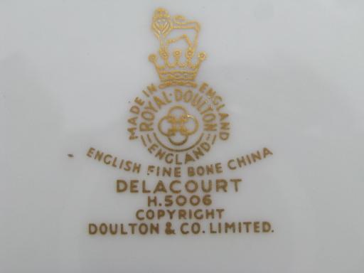 old gold wedding band china cup and saucer set, Royal Doulton Delacourt