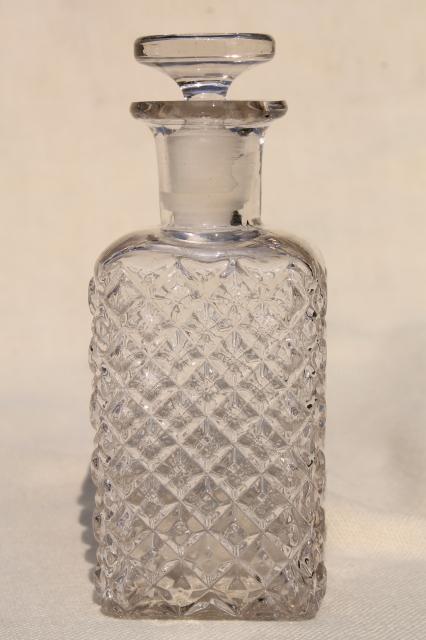 old perfume bottle w/ ground glass stopper, vintage eau de cologne scent bottle for vanity table