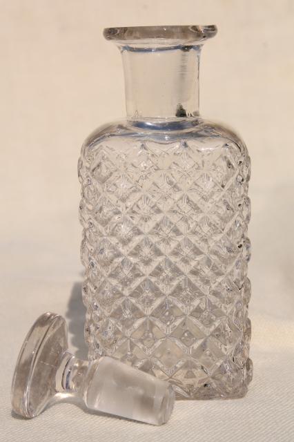 old perfume bottle w/ ground glass stopper, vintage eau de cologne scent bottle for vanity table
