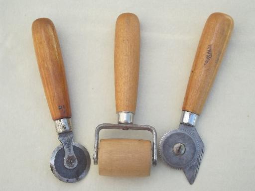old rotary cutting blade wheels, vintage wallpaper paper hanger tools